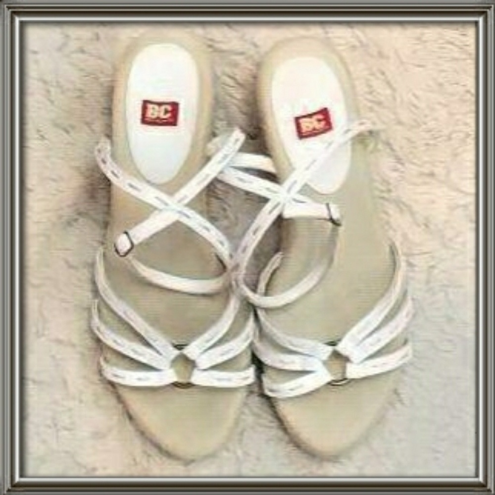 BC Footwear, wedge heel sandals.